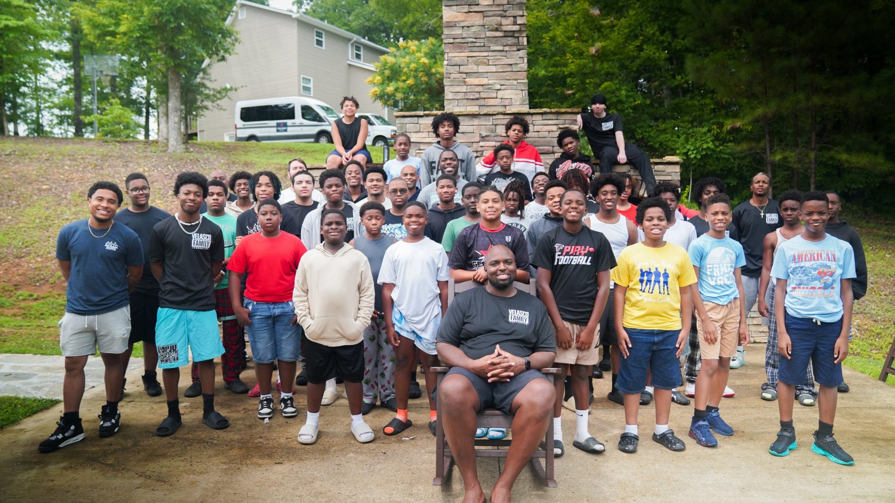 Fernando seated with the young men of the Life Ready Retreat